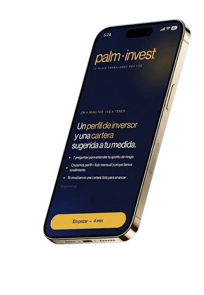 Un teléfono con la app de Palm: tu perfil de inversor y una cartera sugerida a tu medida